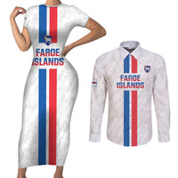 Custom Faroe Islands Football Couples Matching Short Sleeve Bodycon Dress and Long Sleeve Button Shirt Come On National Team