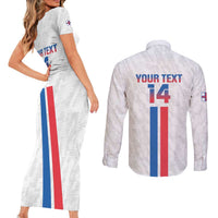 Custom Faroe Islands Football Couples Matching Short Sleeve Bodycon Dress and Long Sleeve Button Shirt Come On National Team