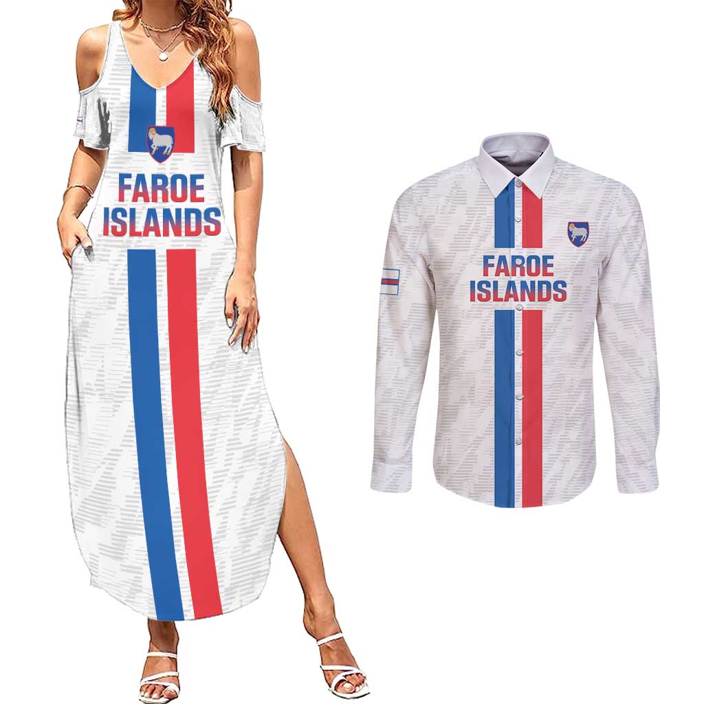 Custom Faroe Islands Football Couples Matching Summer Maxi Dress and Long Sleeve Button Shirt Come On National Team