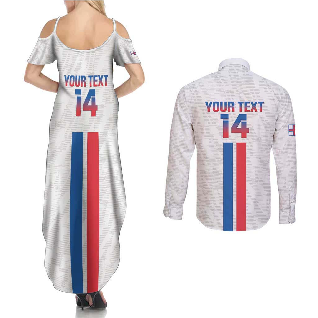 Custom Faroe Islands Football Couples Matching Summer Maxi Dress and Long Sleeve Button Shirt Come On National Team