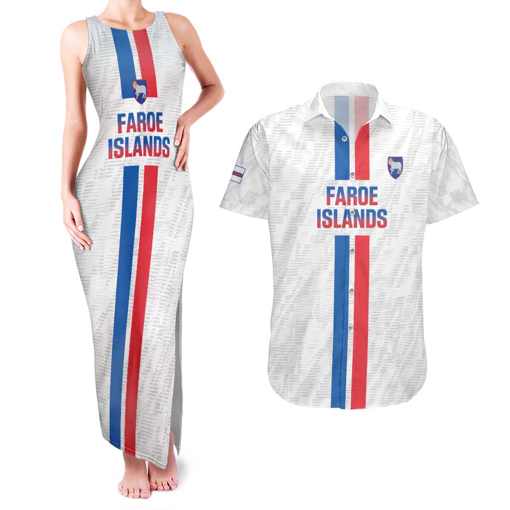 Custom Faroe Islands Football Couples Matching Tank Maxi Dress and Hawaiian Shirt Come On National Team