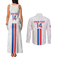 Custom Faroe Islands Football Couples Matching Tank Maxi Dress and Long Sleeve Button Shirt Come On National Team