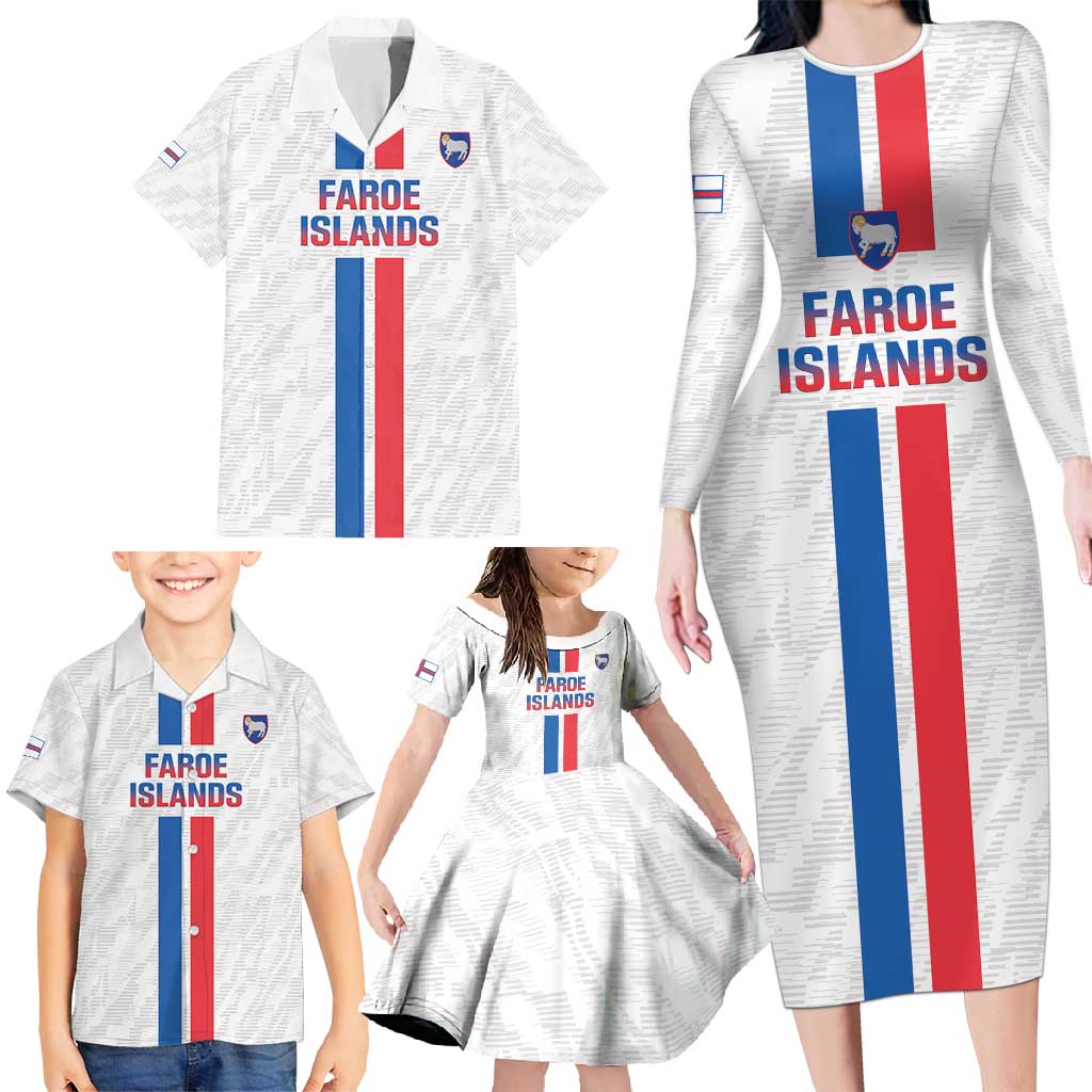 Custom Faroe Islands Football Family Matching Long Sleeve Bodycon Dress and Hawaiian Shirt Come On National Team