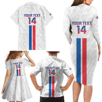 Custom Faroe Islands Football Family Matching Long Sleeve Bodycon Dress and Hawaiian Shirt Come On National Team