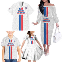Custom Faroe Islands Football Family Matching Off The Shoulder Long Sleeve Dress and Hawaiian Shirt Come On National Team