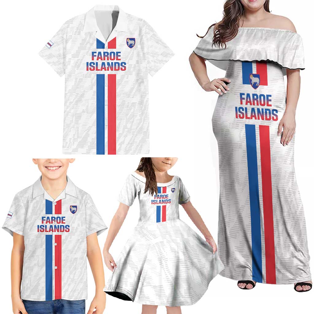 Custom Faroe Islands Football Family Matching Off Shoulder Maxi Dress and Hawaiian Shirt Come On National Team