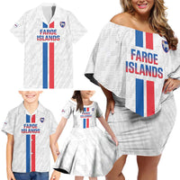 Custom Faroe Islands Football Family Matching Off Shoulder Short Dress and Hawaiian Shirt Come On National Team