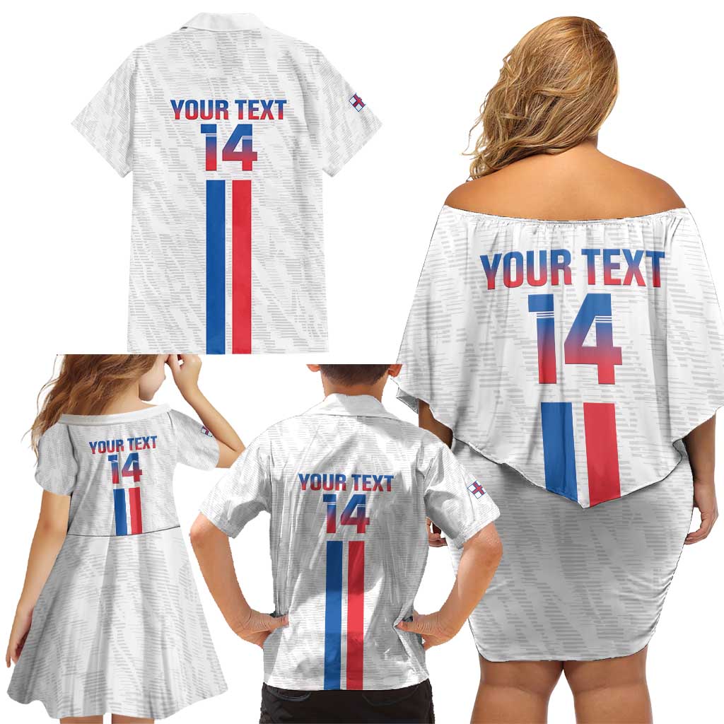 Custom Faroe Islands Football Family Matching Off Shoulder Short Dress and Hawaiian Shirt Come On National Team