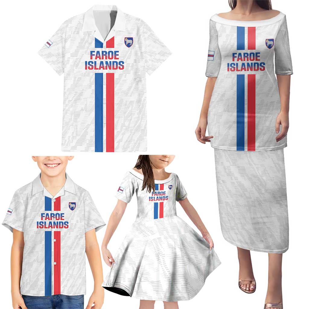 Custom Faroe Islands Football Family Matching Puletasi and Hawaiian Shirt Come On National Team