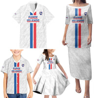 Custom Faroe Islands Football Family Matching Puletasi and Hawaiian Shirt Come On National Team