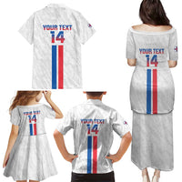 Custom Faroe Islands Football Family Matching Puletasi and Hawaiian Shirt Come On National Team