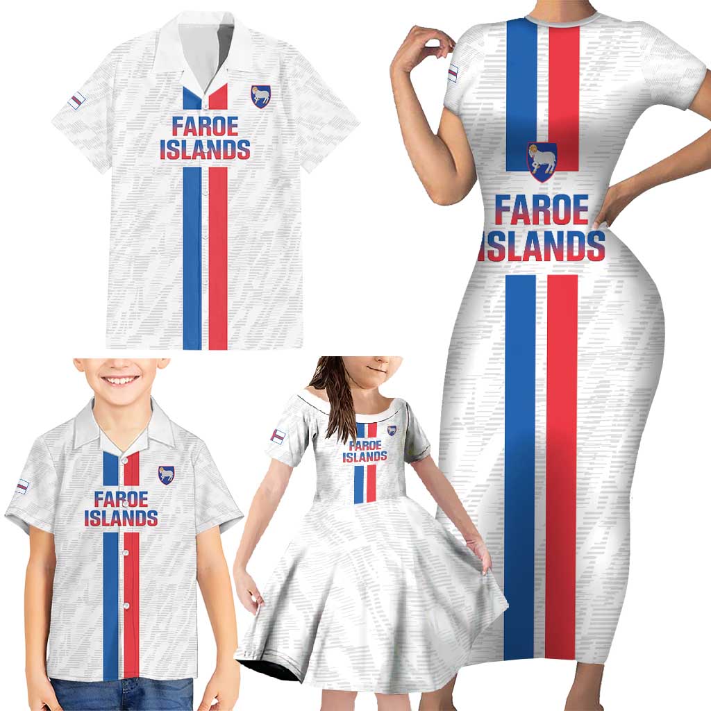 Custom Faroe Islands Football Family Matching Short Sleeve Bodycon Dress and Hawaiian Shirt Come On National Team