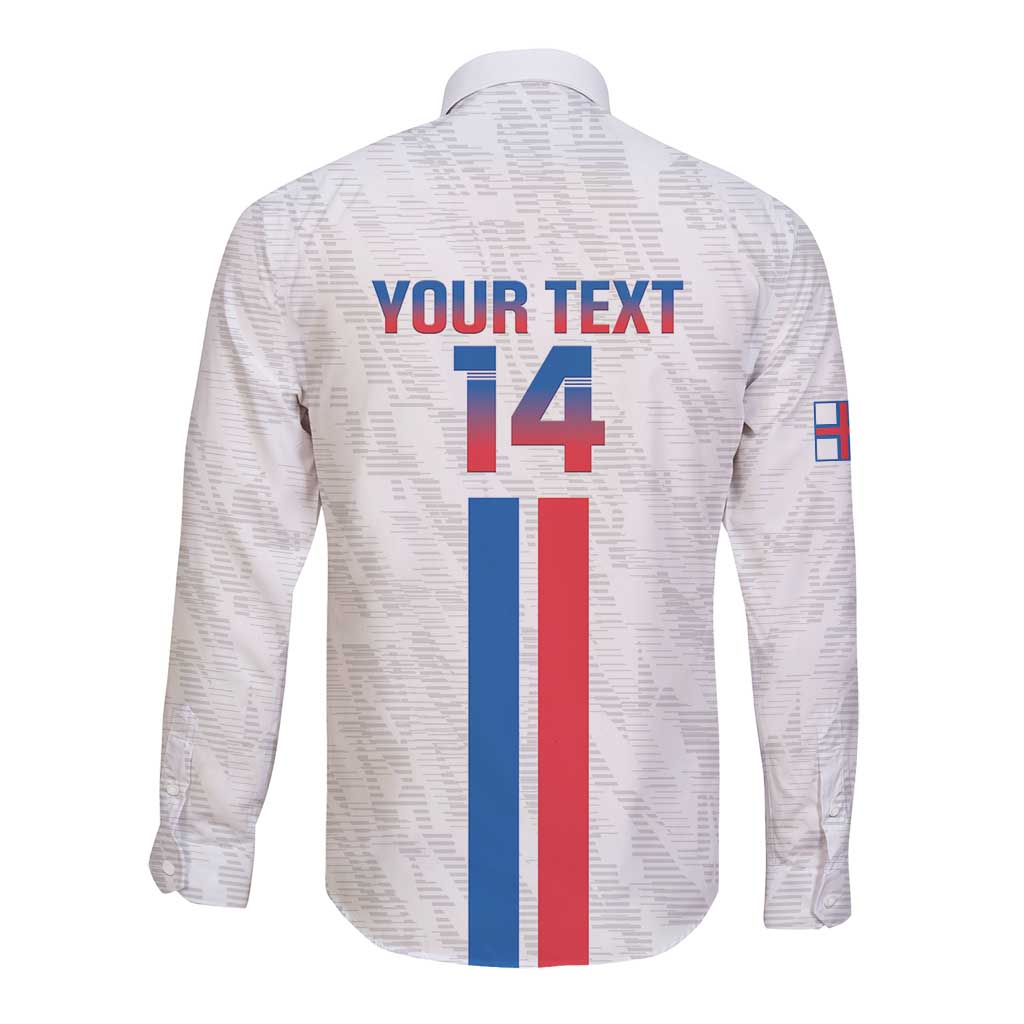 Custom Faroe Islands Football Long Sleeve Button Shirt Come On National Team