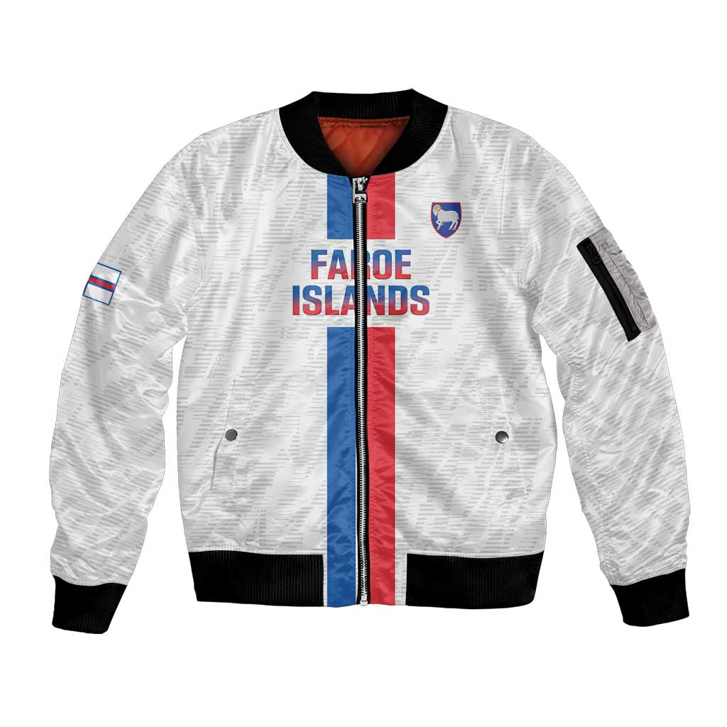 Custom Faroe Islands Football Sleeve Zip Bomber Jacket Come On National Team