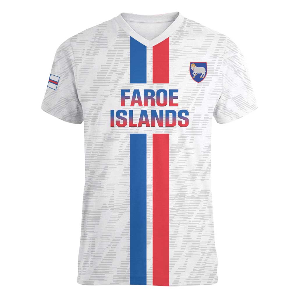 Custom Faroe Islands Football Women V-Neck T-Shirt Come On National Team