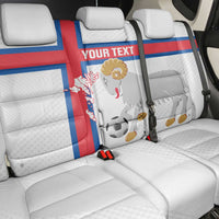 Custom Faroe Islands Football Back Car Seat Cover Coat Of Arms Flag Style