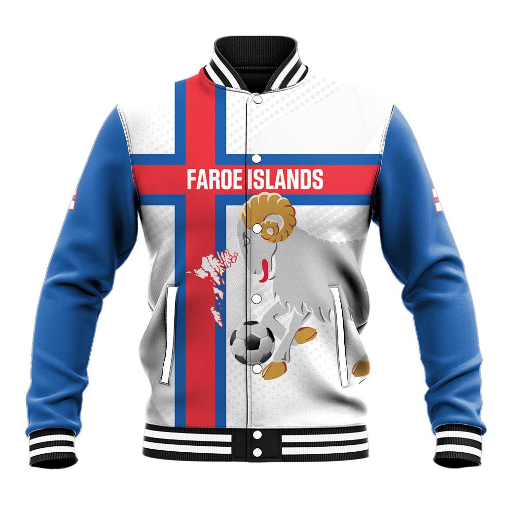 Custom Faroe Islands Football Baseball Jacket Coat Of Arms Flag Style