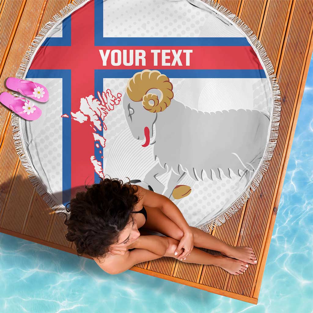 Custom Faroe Islands Football Beach Blanket Coat Of Arms Flag Style