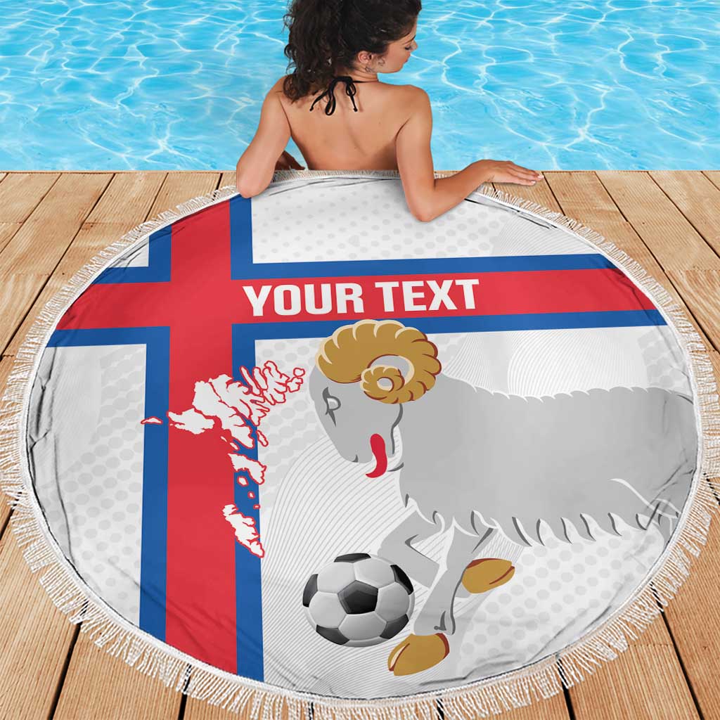 Custom Faroe Islands Football Beach Blanket Coat Of Arms Flag Style