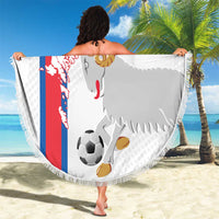 Custom Faroe Islands Football Beach Blanket Coat Of Arms Flag Style