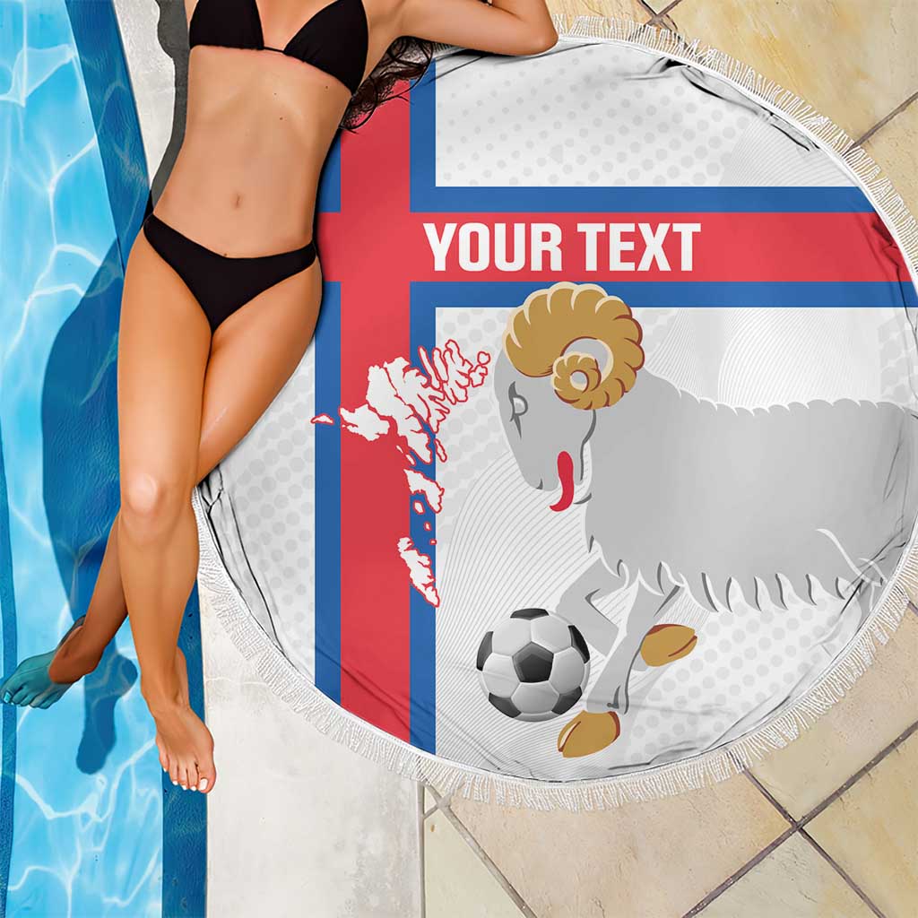 Custom Faroe Islands Football Beach Blanket Coat Of Arms Flag Style