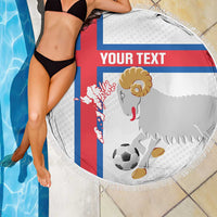 Custom Faroe Islands Football Beach Blanket Coat Of Arms Flag Style