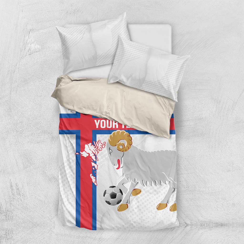 Custom Faroe Islands Football Bedding Set Coat Of Arms Flag Style