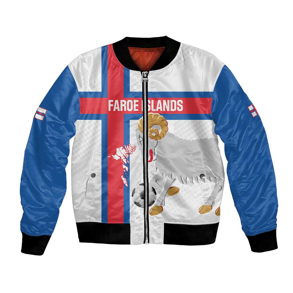Custom Faroe Islands Football Bomber Jacket Coat Of Arms Flag Style