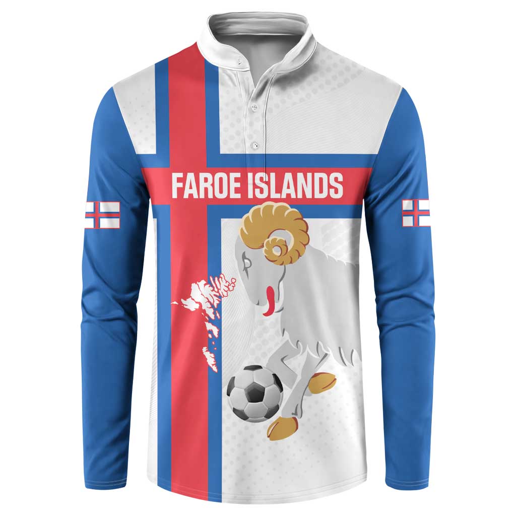 Custom Faroe Islands Football Button Sweatshirt Coat Of Arms Flag Style