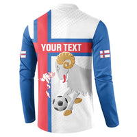 Custom Faroe Islands Football Button Sweatshirt Coat Of Arms Flag Style