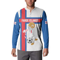 Custom Faroe Islands Football Button Sweatshirt Coat Of Arms Flag Style
