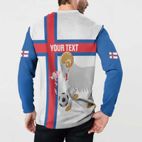 Custom Faroe Islands Football Button Sweatshirt Coat Of Arms Flag Style