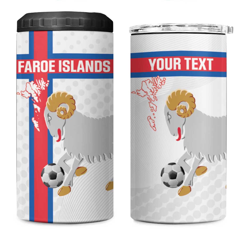 Custom Faroe Islands Football 4 in 1 Can Cooler Tumbler Coat Of Arms Flag Style