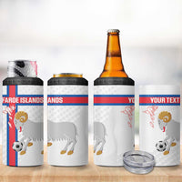 Custom Faroe Islands Football 4 in 1 Can Cooler Tumbler Coat Of Arms Flag Style