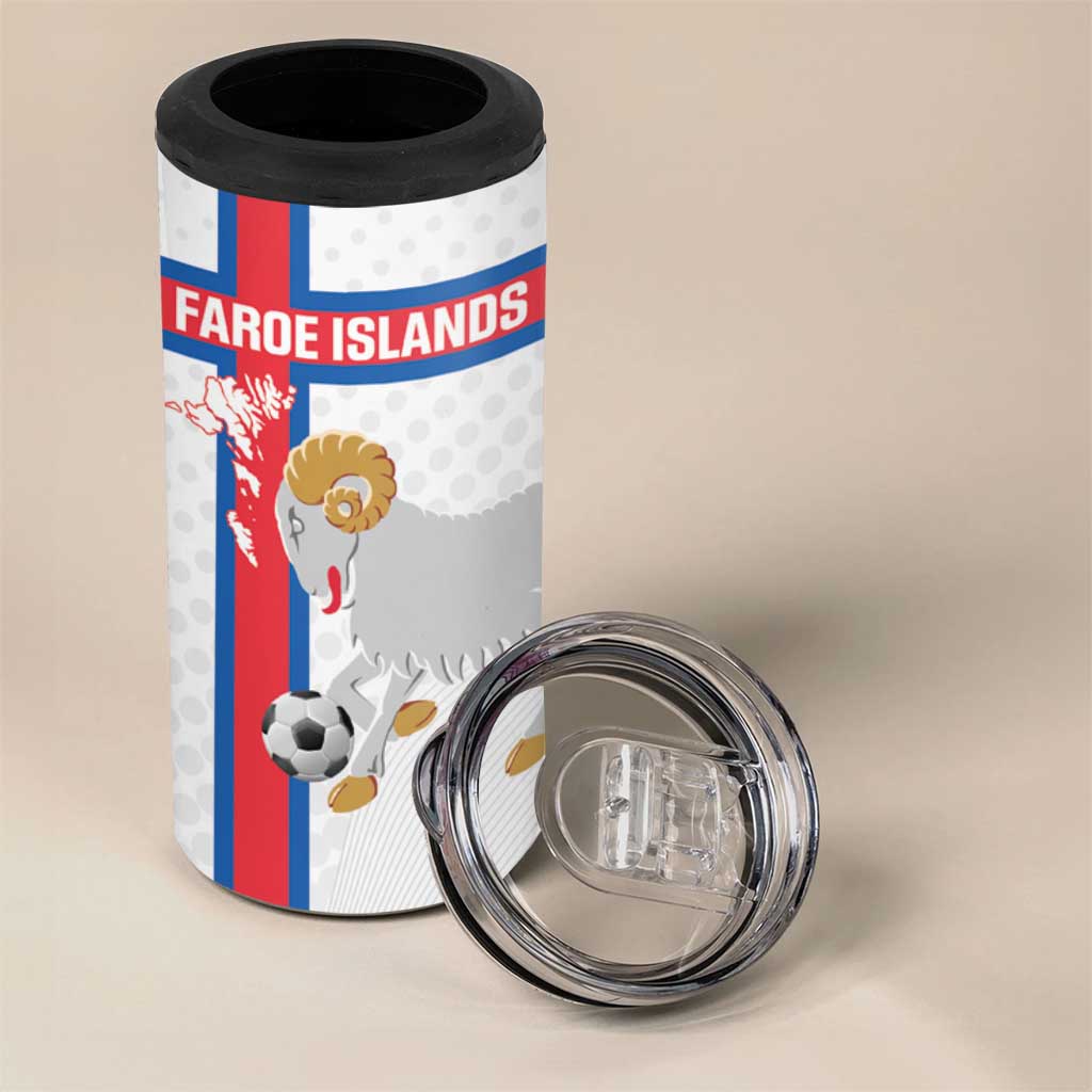 Custom Faroe Islands Football 4 in 1 Can Cooler Tumbler Coat Of Arms Flag Style