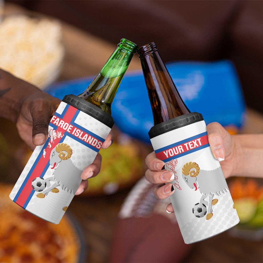 Custom Faroe Islands Football 4 in 1 Can Cooler Tumbler Coat Of Arms Flag Style