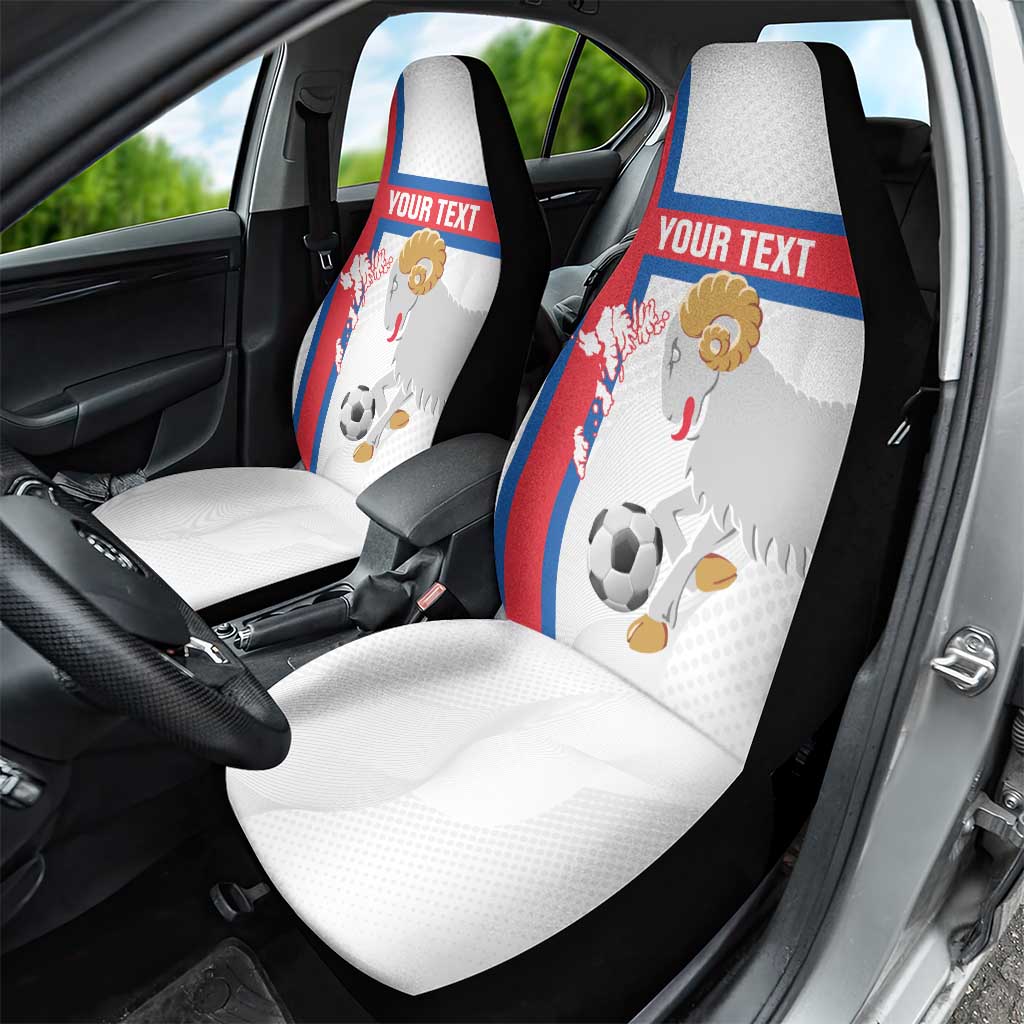 Custom Faroe Islands Football Car Seat Cover Coat Of Arms Flag Style