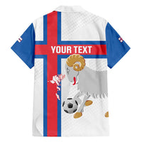 Custom Faroe Islands Football Family Matching Long Sleeve Bodycon Dress and Hawaiian Shirt Coat Of Arms Flag Style