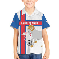 Custom Faroe Islands Football Family Matching Long Sleeve Bodycon Dress and Hawaiian Shirt Coat Of Arms Flag Style