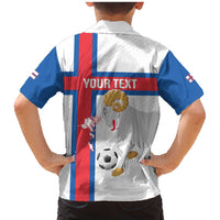 Custom Faroe Islands Football Family Matching Mermaid Dress and Hawaiian Shirt Coat Of Arms Flag Style