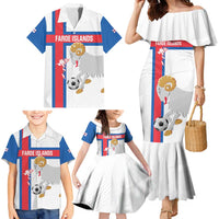 Custom Faroe Islands Football Family Matching Mermaid Dress and Hawaiian Shirt Coat Of Arms Flag Style