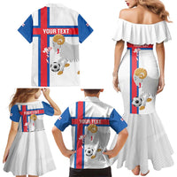 Custom Faroe Islands Football Family Matching Mermaid Dress and Hawaiian Shirt Coat Of Arms Flag Style