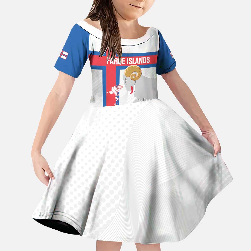 Custom Faroe Islands Football Family Matching Off Shoulder Maxi Dress and Hawaiian Shirt Coat Of Arms Flag Style