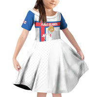 Custom Faroe Islands Football Family Matching Off Shoulder Short Dress and Hawaiian Shirt Coat Of Arms Flag Style
