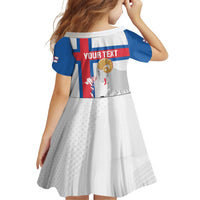 Custom Faroe Islands Football Family Matching Off Shoulder Short Dress and Hawaiian Shirt Coat Of Arms Flag Style