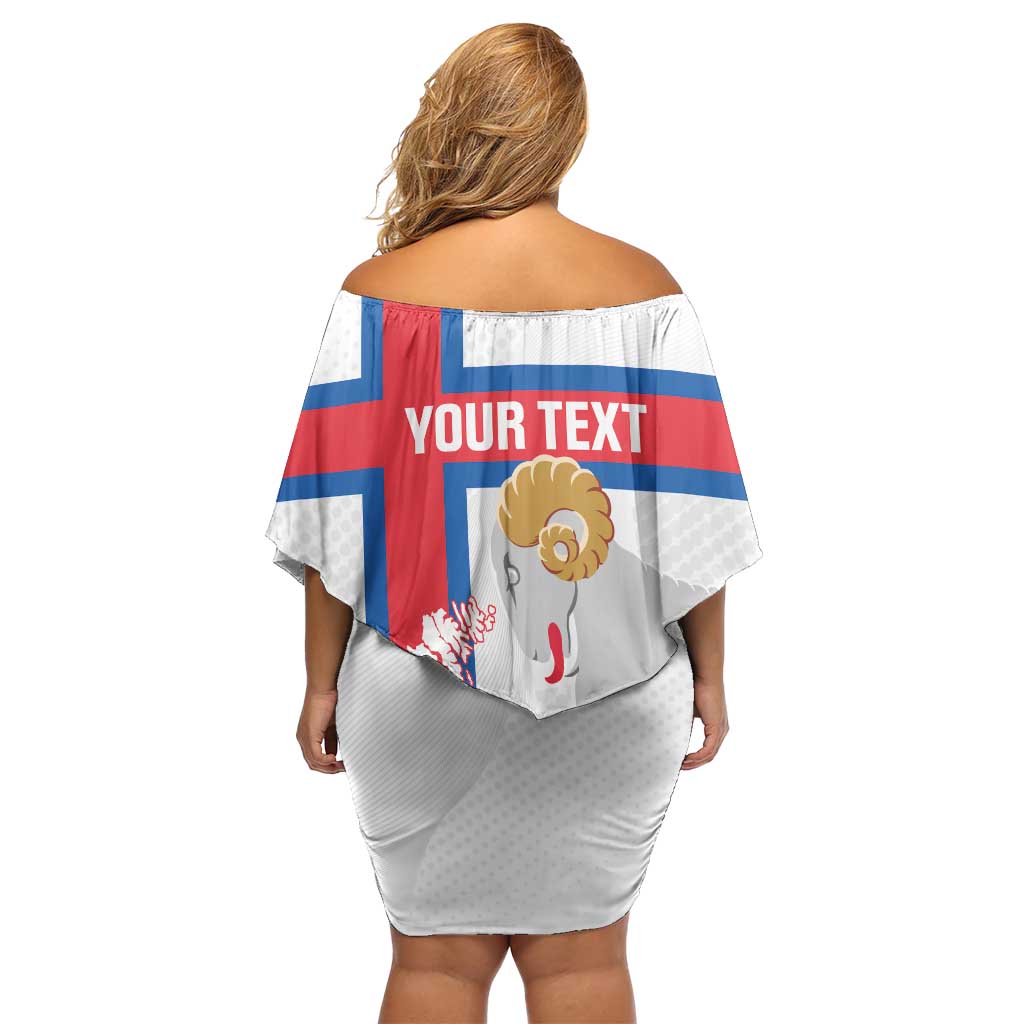 Custom Faroe Islands Football Family Matching Off Shoulder Short Dress and Hawaiian Shirt Coat Of Arms Flag Style