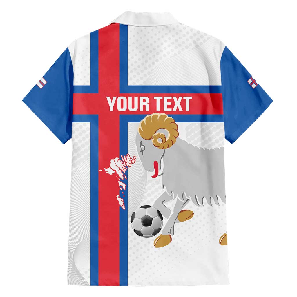 Custom Faroe Islands Football Family Matching Short Sleeve Bodycon Dress and Hawaiian Shirt Coat Of Arms Flag Style