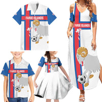 Custom Faroe Islands Football Family Matching Summer Maxi Dress and Hawaiian Shirt Coat Of Arms Flag Style