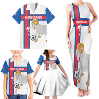 Custom Faroe Islands Football Family Matching Tank Maxi Dress and Hawaiian Shirt Coat Of Arms Flag Style