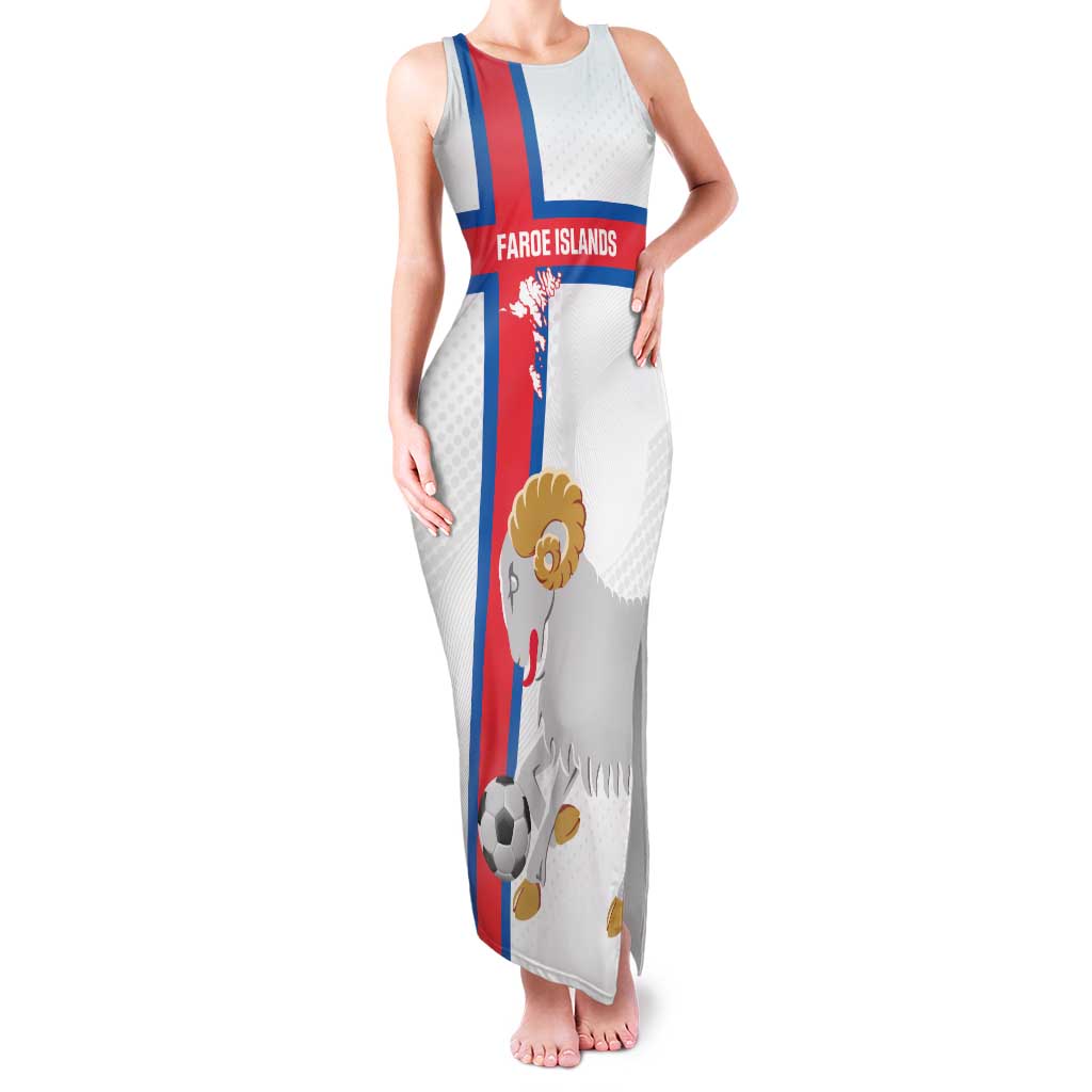 Custom Faroe Islands Football Family Matching Tank Maxi Dress and Hawaiian Shirt Coat Of Arms Flag Style